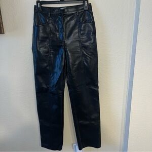 Aritzia Wilfred Black Leather Pants Size 2